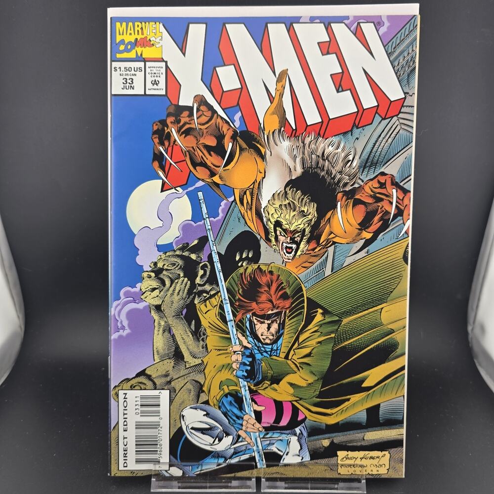 X-Men #33 (1994) VF 7.5 - 8.0 Direct Edition Gambit Sabretooth Cover Andy Kubert